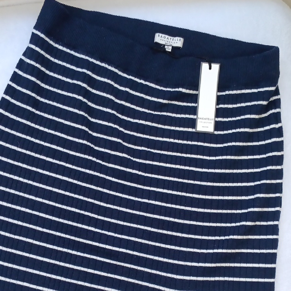 Bagatelle Women's Navy Striped Skirt